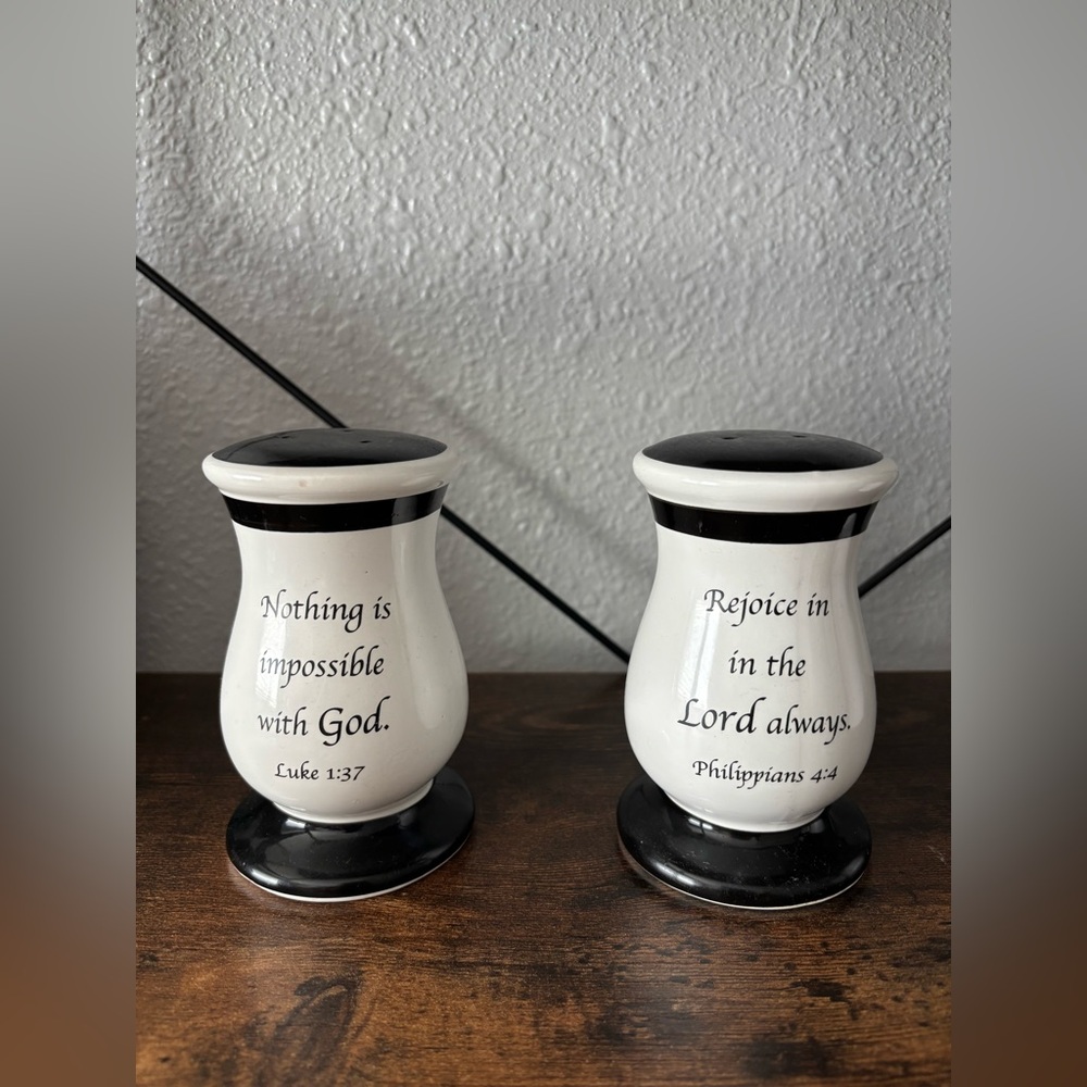 Bible Verses Ceramic Candle Holders Set - Black and White